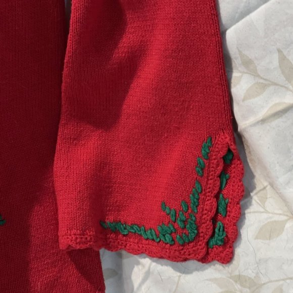 Victoria Jones Woman Christmas Beaded Sweater Small Red Cardigan Grandma Ugly - Picture 4 of 13